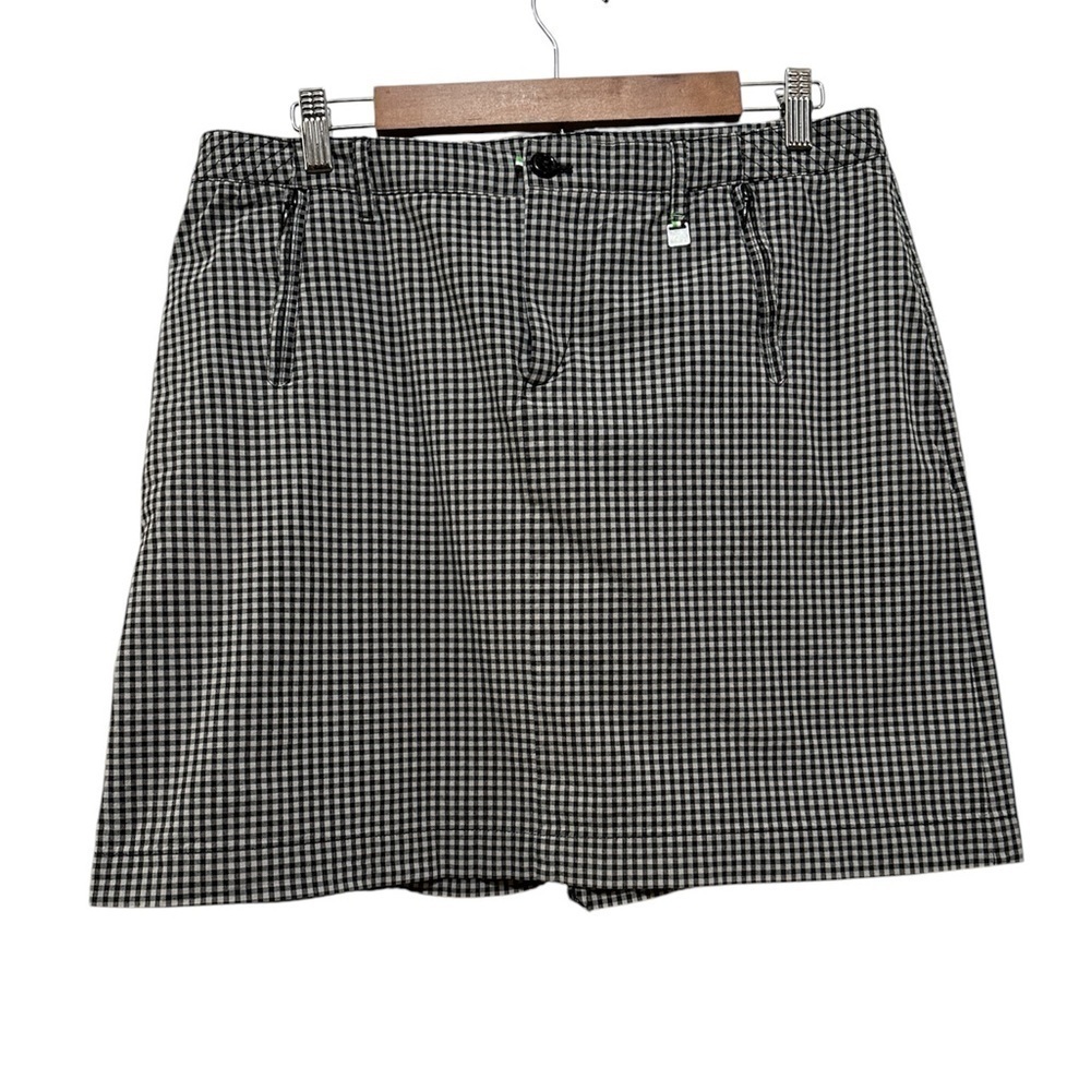 Hugo Boss Black White Plaid Cotton Pencil Mini Skirt Size 8